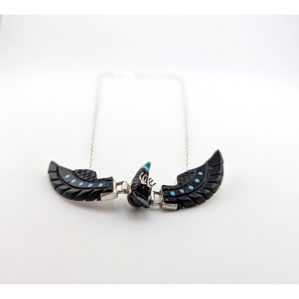 Women's Hand Carved Eagle Necklace, Navajo Southwest Jewelry, Chain Necklace ** - Picture 3 of 8